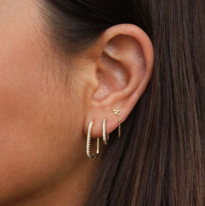 Karma Jewelry M3178S - Oorringen Dames - Plain Zirconia Hinged Hoops Square - 925 Sterling Zilver - Zilverkleurig - 20 MM