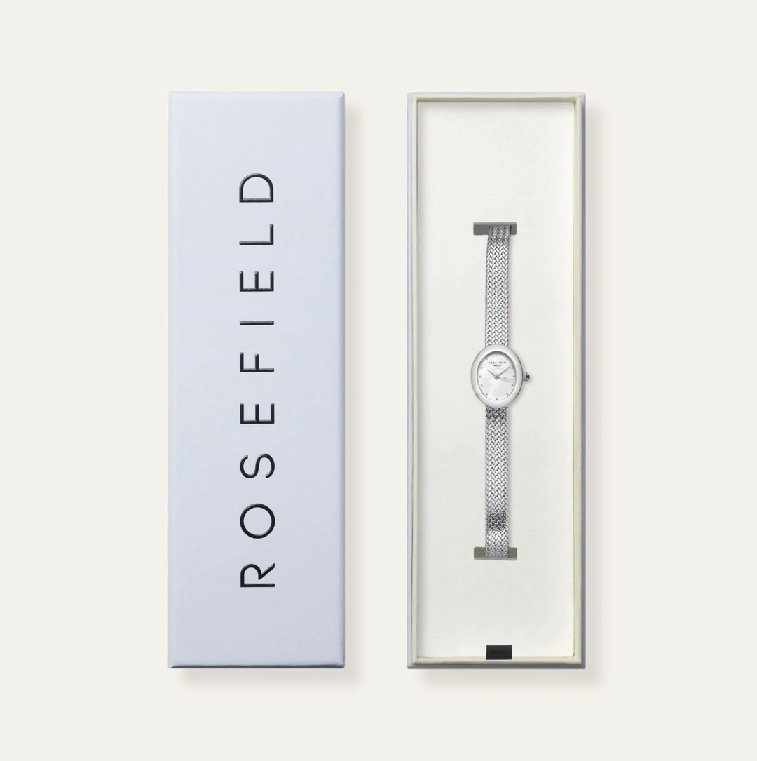 Rosefield MWSMS-M05 Mini Oval Silver - Dameshorloge - 18 x 22 mm - Zilver