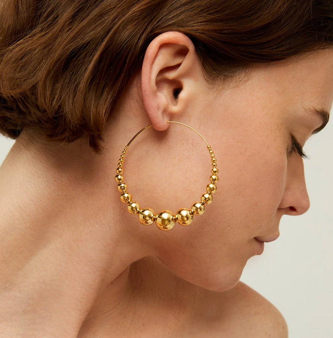 Gas Bijoux oorbellen - Dames Oorbellen - Multiperla Hoop Earrings - Goud - 6 cm