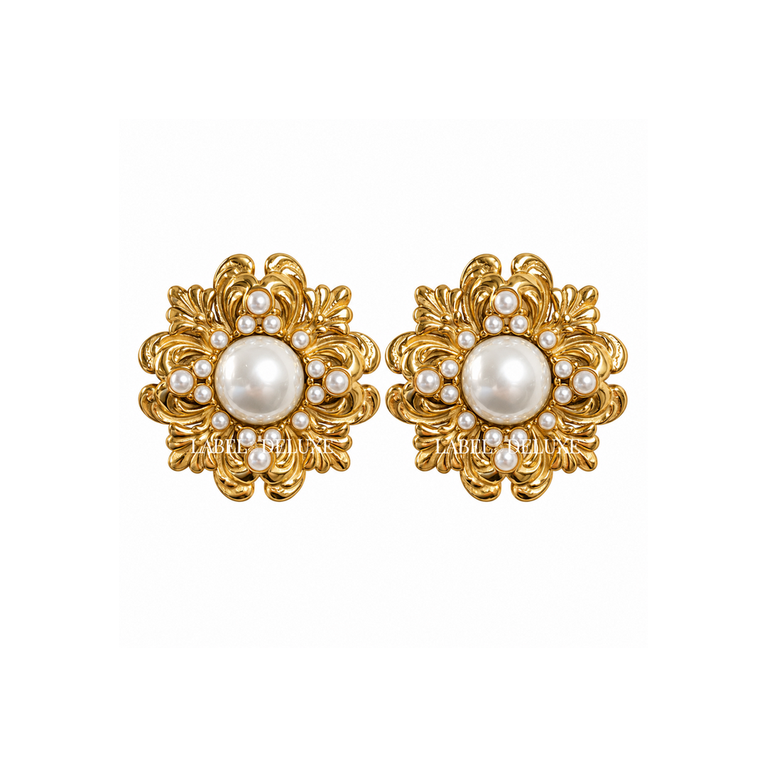 Vintage Flower Pearly 608950 - Oorbellen - Goud