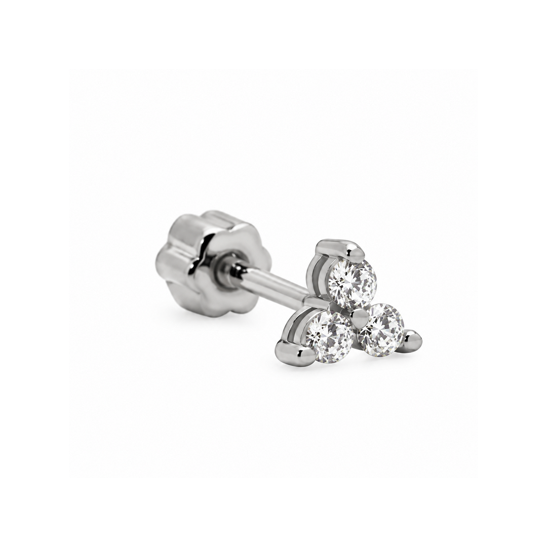 Zirconia Triple Flower PC03S - Piercing - Sterling Zilver