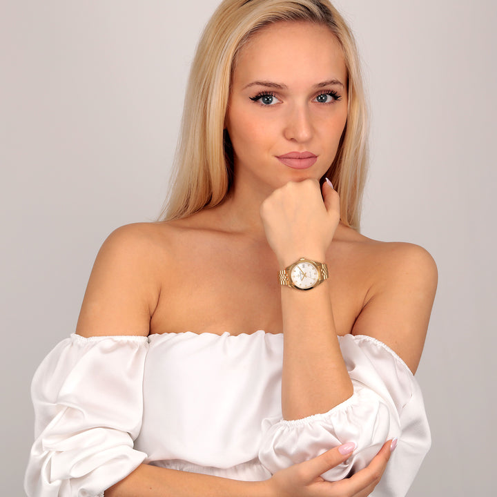 Lucien Rochat watch Madame R0453114509 - Quartz Dameshorloge - 32mm - Goud Mother of Pearl white