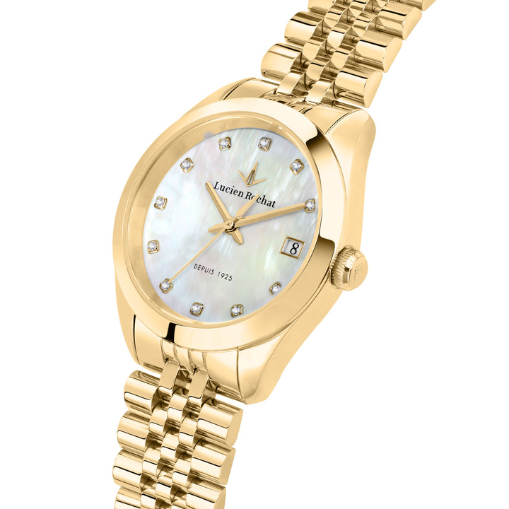 Lucien Rochat watch Madame R0453114509 - Quartz Dameshorloge - 32mm - Goud Mother of Pearl white