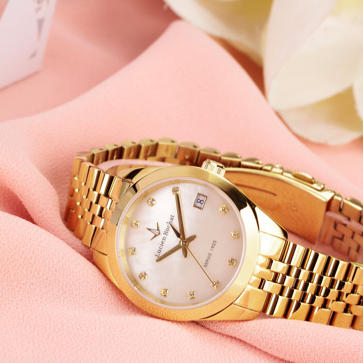 Lucien Rochat watch Madame R0453114509 - Quartz Dameshorloge - 32mm - Goud Mother of Pearl white