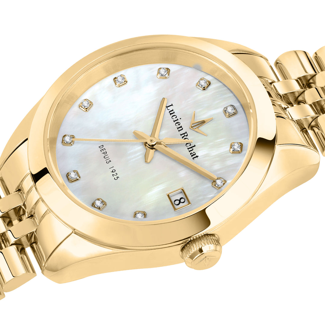 Lucien Rochat watch Madame R0453114509 - Quartz Dameshorloge - 32mm - Goud Mother of Pearl white