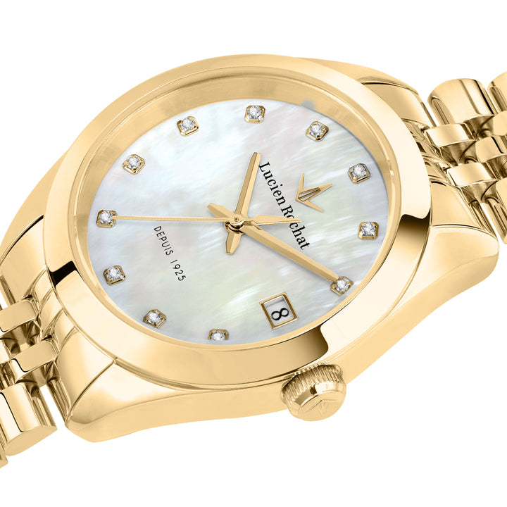Lucien Rochat watch Madame R0453114509 - Quartz Dameshorloge - 32mm - Goud Mother of Pearl white