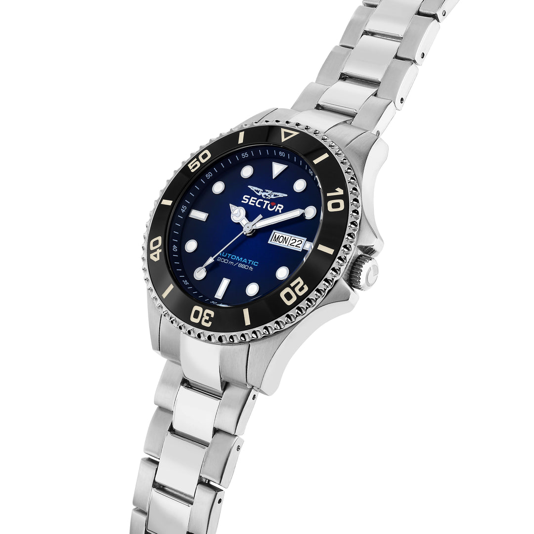 Sector No Limits watch R3221161003 - Automatisch Herenhorloge - 43MM - Zilverkleurig - Blauw - Zwart