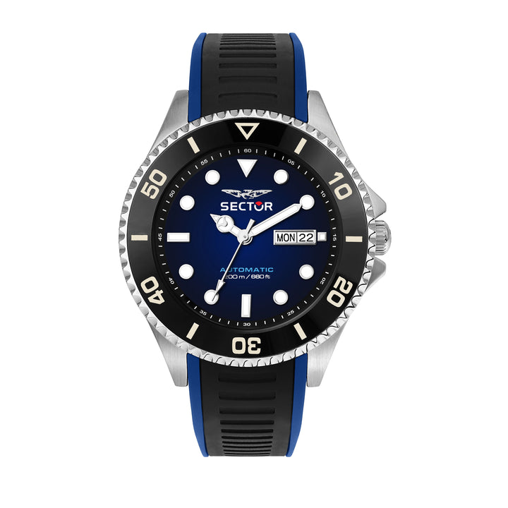 Sector No Limits watch R3221161003 - Automatisch Herenhorloge - 43MM - Zilverkleurig - Blauw - Zwart