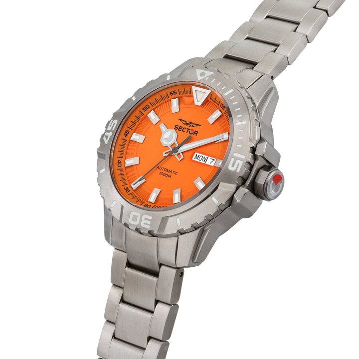 Sector No Limits watch R3223135005 Titanium Special Edition - Automatic Herenhorloge - 43 MM - Zilver/Oranje