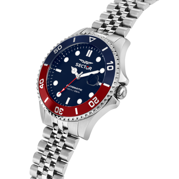 Sector No Limits watch R3223161018 230 Automatic Collection Special Pack - Herenhorloge - 43 MM - Zilver/Rood Blauw