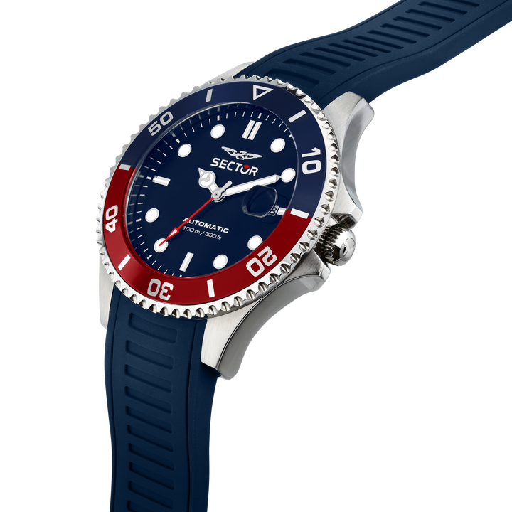Sector No Limits watch R3223161018 230 Automatic Collection Special Pack - Herenhorloge - 43 MM - Zilver/Rood Blauw