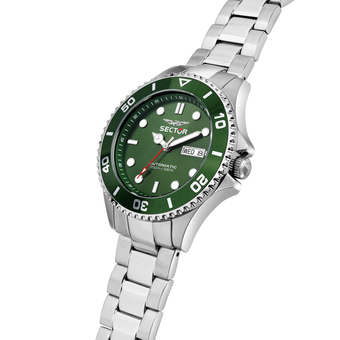 Sector No Limits watch R3223161020 230 Automatic Collection - Herenhorloge - 43 MM - Zilver/Groen