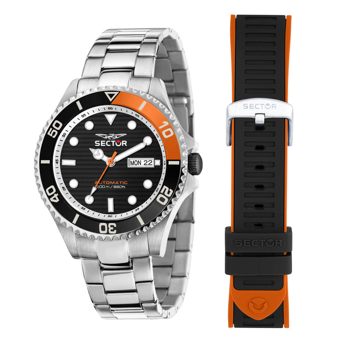 Sector No Limits watch R3223161023 230 Special Pack - Automatic Herenhorloge - 43 MM - Zilver/Zwart Oranje