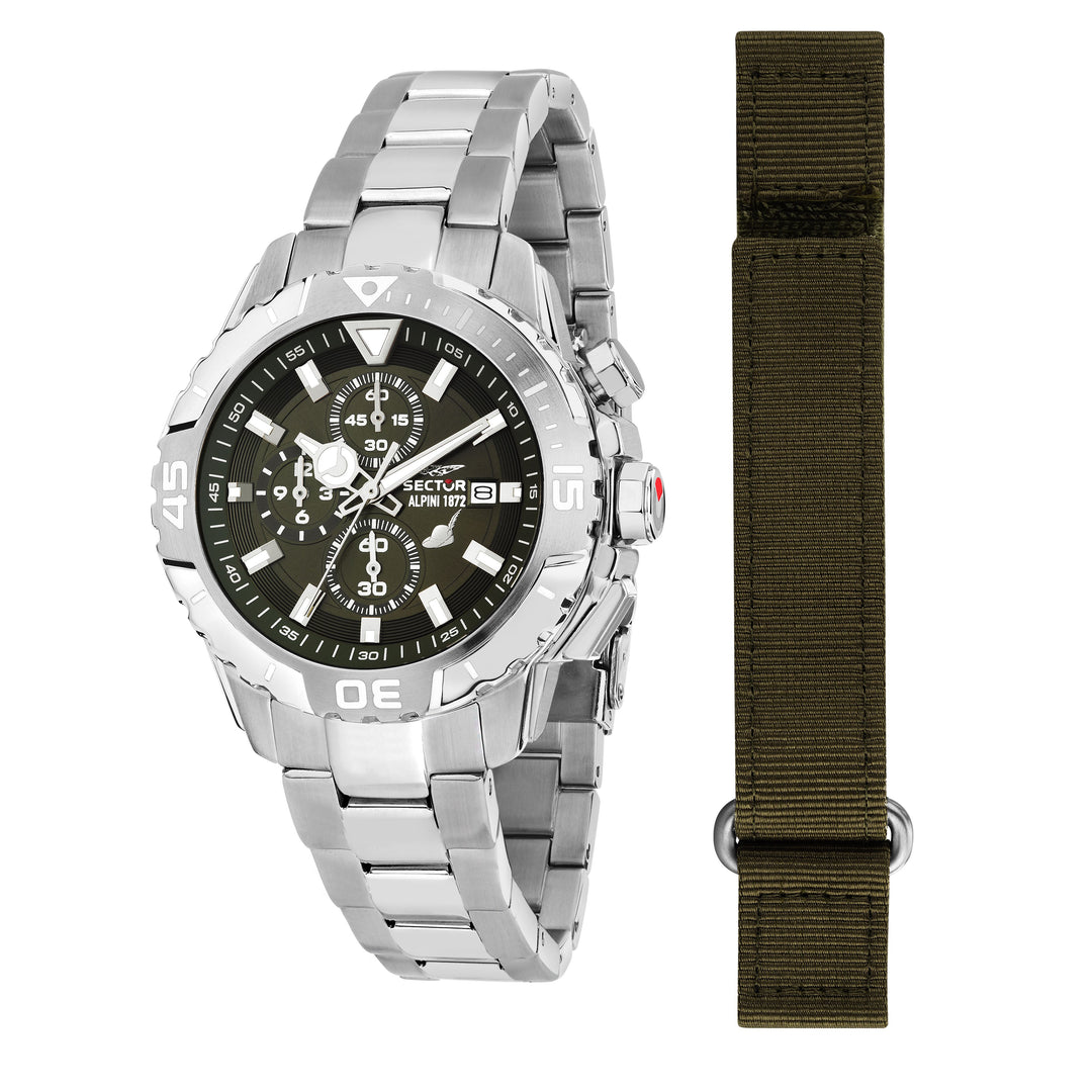 Sector No Limits Alpini 1872 R3273735005 - Limited Edition 1/1872 - Herenhorloge - 43 MM - Zilver/Groen