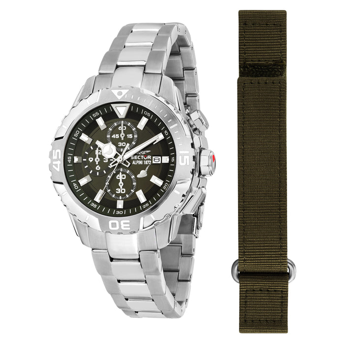 Sector No Limits Alpini 1872 R3273735005 - Limited Edition 1/1872 - Herenhorloge - 43 MM - Zilver/Groen