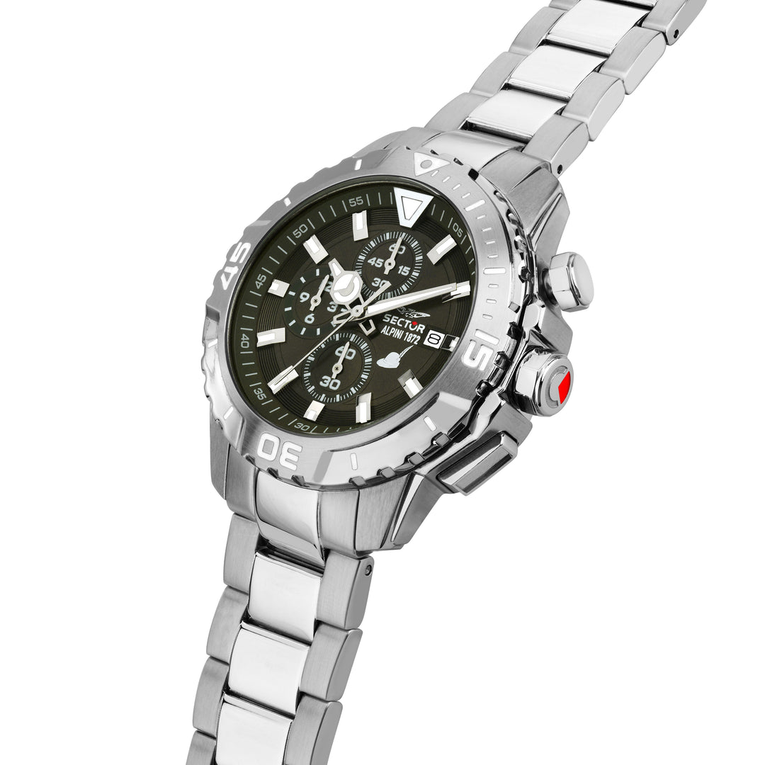 Sector No Limits Alpini 1872 R3273735005 - Limited Edition 1/1872 - Herenhorloge - 43 MM - Zilver/Groen
