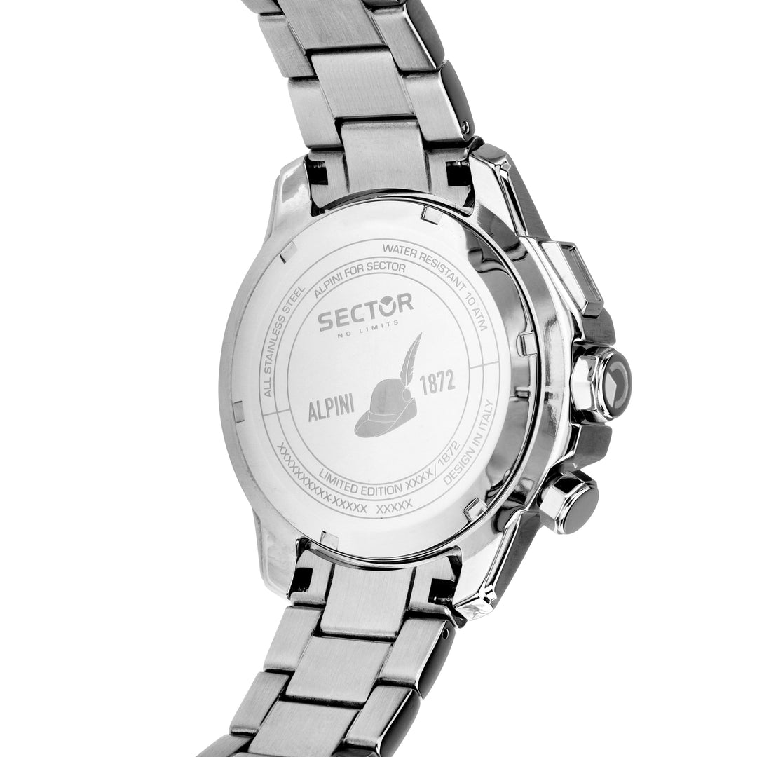Sector No Limits Alpini 1872 R3273735005 - Limited Edition 1/1872 - Herenhorloge - 43 MM - Zilver/Groen