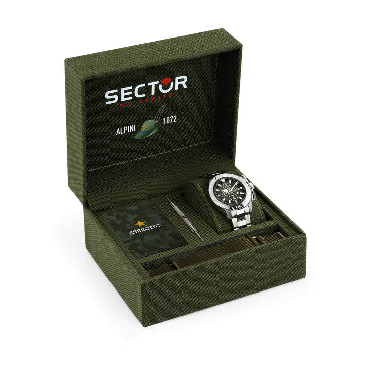 Sector No Limits Alpini 1872 R3273735005 - Limited Edition 1/1872 - Herenhorloge - 43 MM - Zilver/Groen