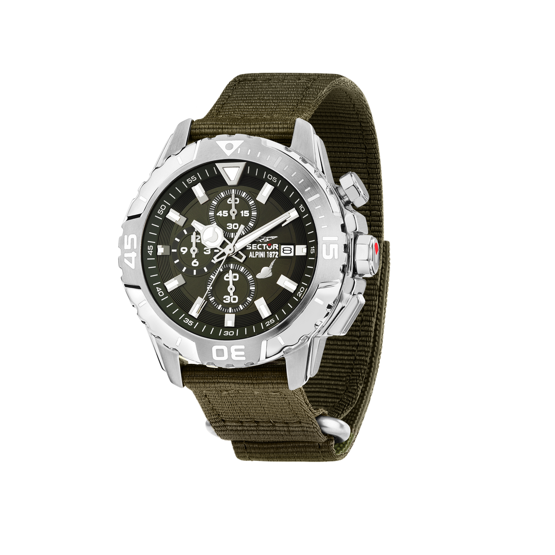 Sector No Limits Alpini 1872 R3273735005 - Limited Edition 1/1872 - Herenhorloge - 43 MM - Zilver/Groen
