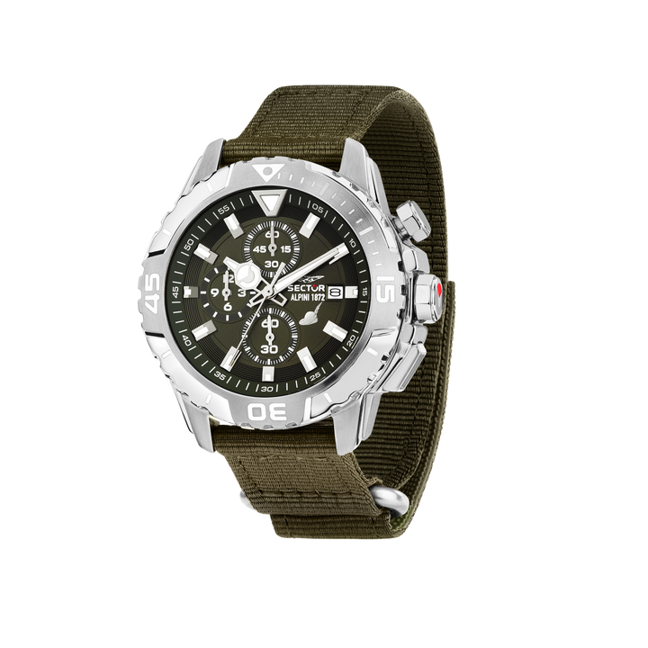 Sector No Limits Alpini 1872 R3273735005 - Limited Edition 1/1872 - Herenhorloge - 43 MM - Zilver/Groen