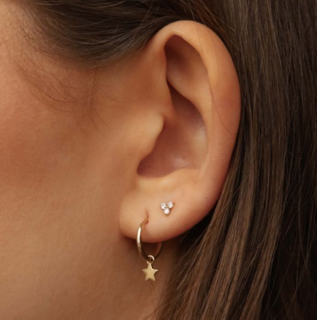 Karma Jewelry oorbellen R48GP_L - Dames Oorbellen - Triple Flower Lavender - Goud