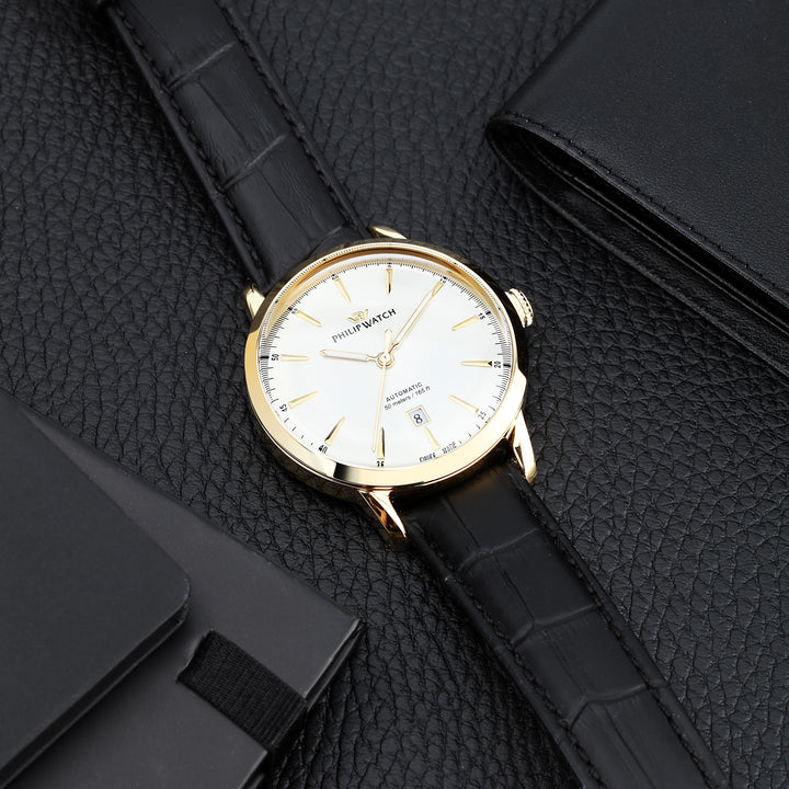 Philip Watch Sunray Classic R8221180018 - Automatisch Herenhorloge - 41 MM - Goud/Wit/Zwart
