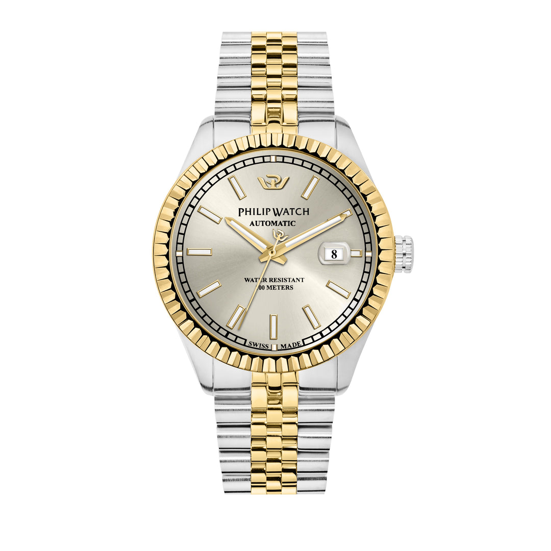 Philip Watch Caribe Urban R8223597025 - Automatisch Swiss Made Herenhorloge - 41 MM - Zilver/Goud