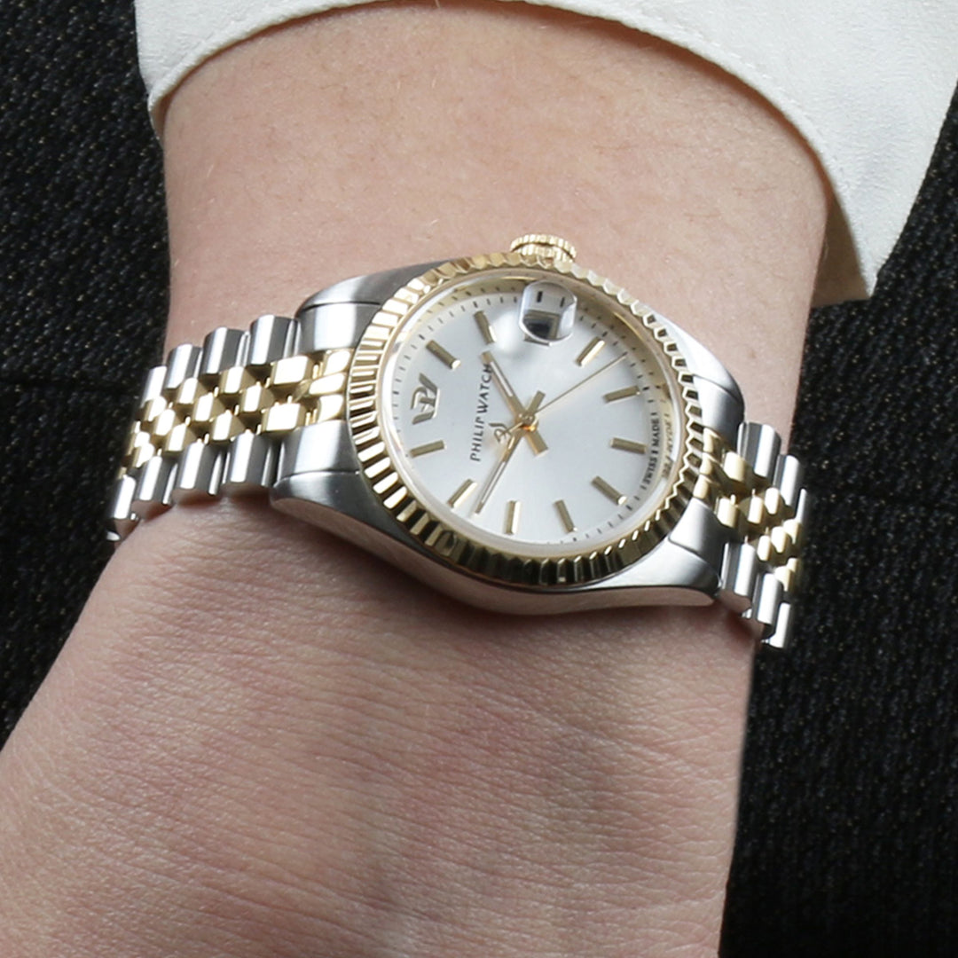Philip Watch Caribe Urban Lady R8253107519 - Swiss Made Dameshorloge - 31 MM - Zilver/Goud