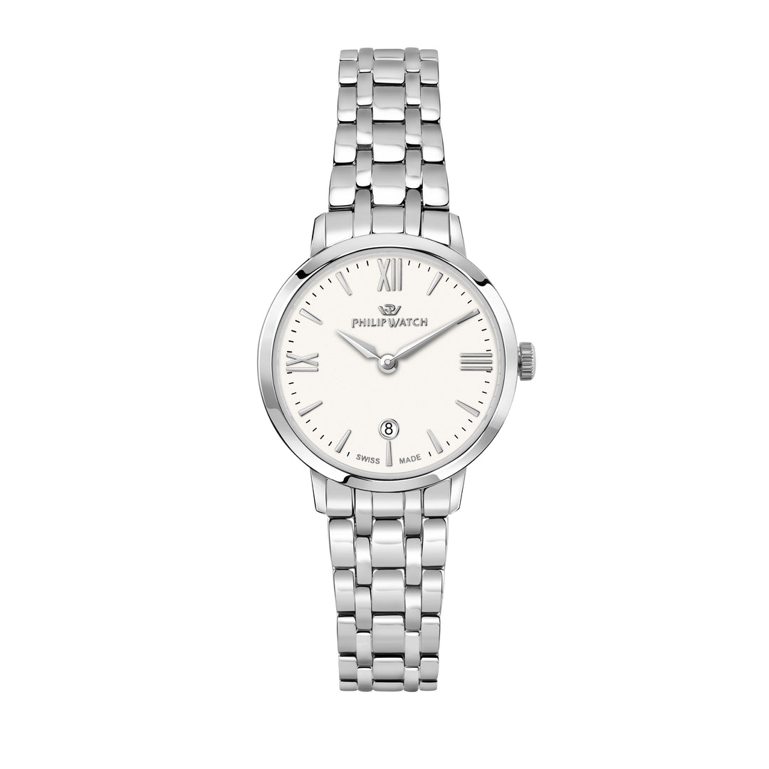 Philip Watch Audrey R8253150514 - Swiss Made Dameshorloge - 30 MM - Zilver/Crème Wit