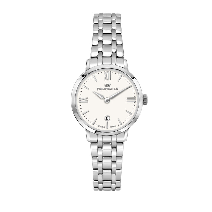 Philip Watch Audrey R8253150514 - Swiss Made Dameshorloge - 30 MM - Zilver/Crème Wit