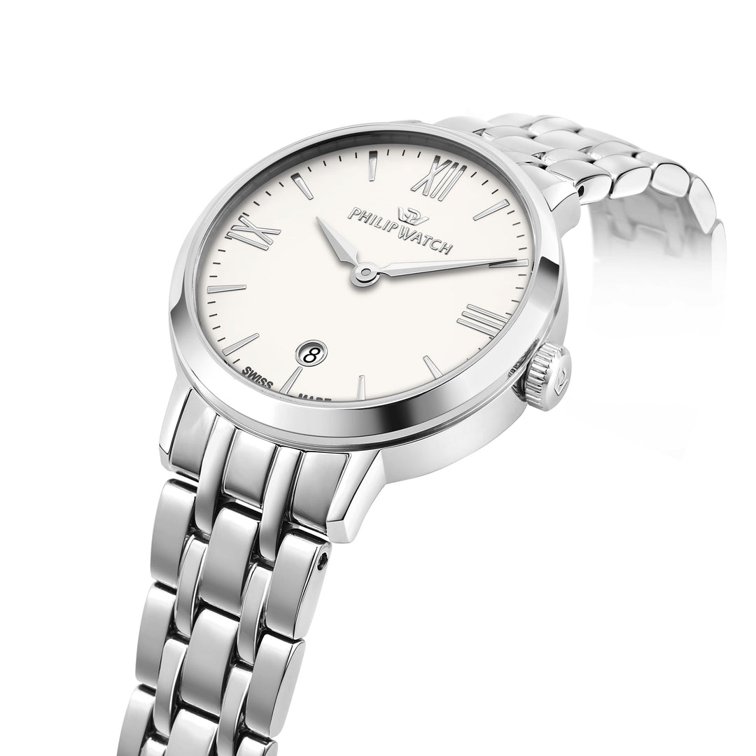Philip Watch Audrey R8253150514 - Swiss Made Dameshorloge - 30 MM - Zilver/Crème Wit