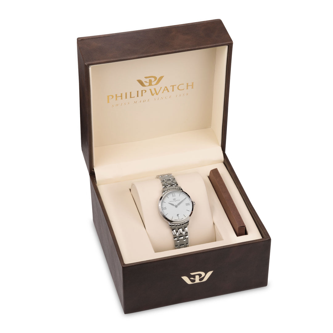 Philip Watch Audrey R8253150514 - Swiss Made Dameshorloge - 30 MM - Zilver/Crème Wit
