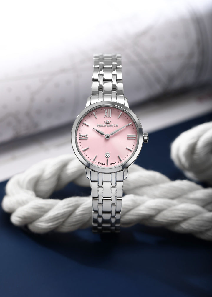 Philip Watch Audrey R8253151501 - Swiss Made Dameshorloge - 30 MM - Zilver/Roze