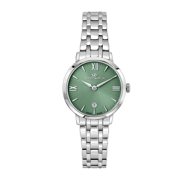 Philip Watch Audrey R8253151503 - Swiss Made Dameshorloge - 30 MM - Zilver/Green