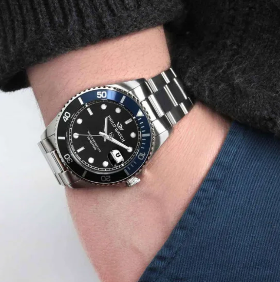 Philip Watch Caribe Sport R8253597091 - Swiss Made Herenhorloge - 42 MM - Zilver/Zwart/Blauw