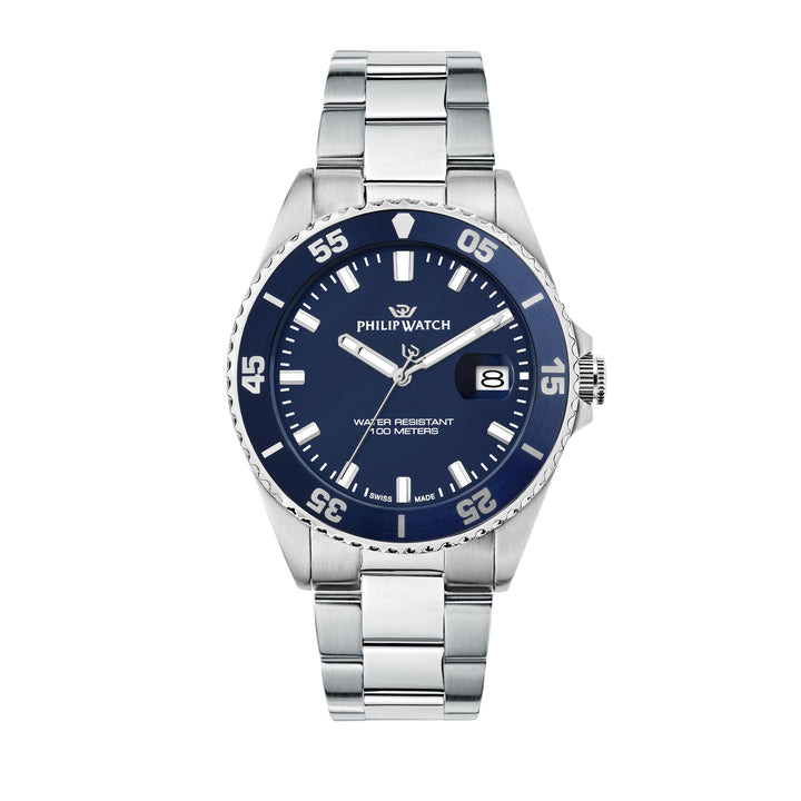 Philip Watch Caribe Sport R8253597119 - Swiss Made Herenhorloge - 42 MM - Zilver/Blauw