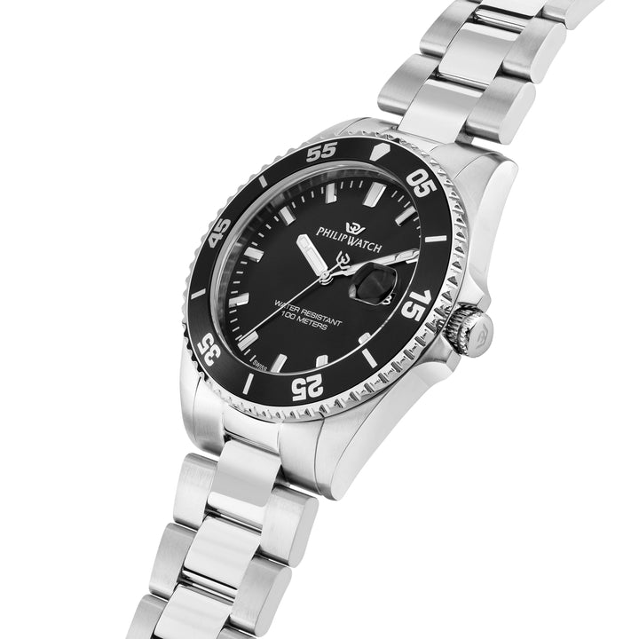 Philip Watch Caribe Sport R8253597120 - Swiss Made Herenhorloge - 42 MM - Zilver/Zwart