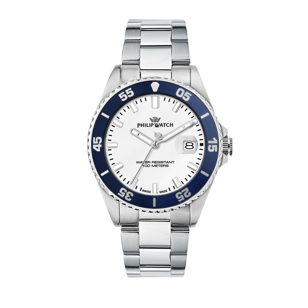 Philip Watch Caribe Sport R8253597121 - Swiss Made Herenhorloge - 42 MM - Zilver/Blauw/Wit