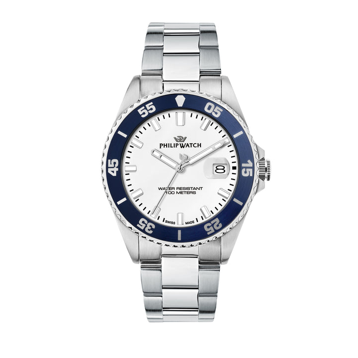Philip Watch Caribe Sport R8253597121 - Swiss Made Herenhorloge - 42 MM - Zilver/Blauw/Wit