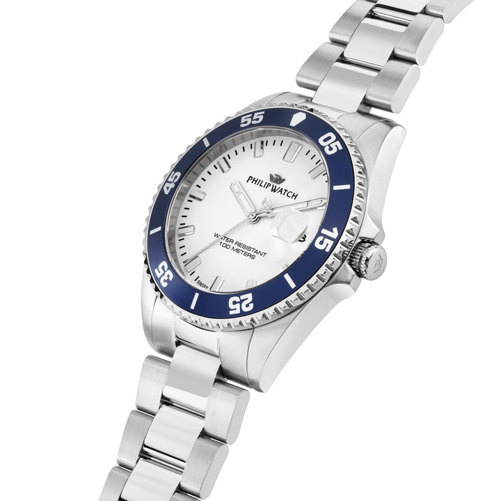 Philip Watch Caribe Sport R8253597121 - Swiss Made Herenhorloge - 42 MM - Zilver/Blauw/Wit