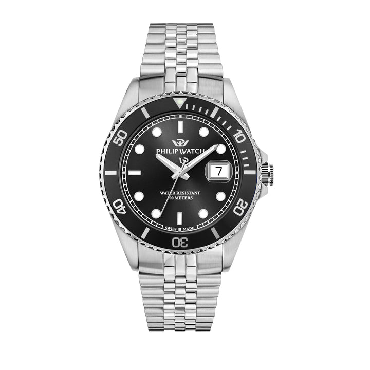 Philip Watch Caribe Sport R8253597127 - Swiss Made Herenhorloge - 42 MM - Zilver/Zwart