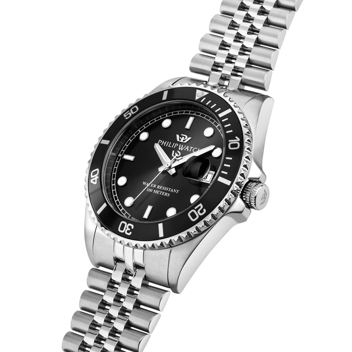 Philip Watch Caribe Sport R8253597127 - Swiss Made Herenhorloge - 42 MM - Zilver/Zwart