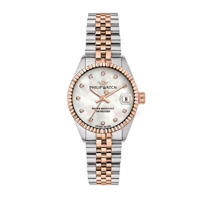Philip Watch Caribe Urban Lady R8253597596 - Swiss Made Dameshorloge - 31 MM - Zilver/Rosé Goud