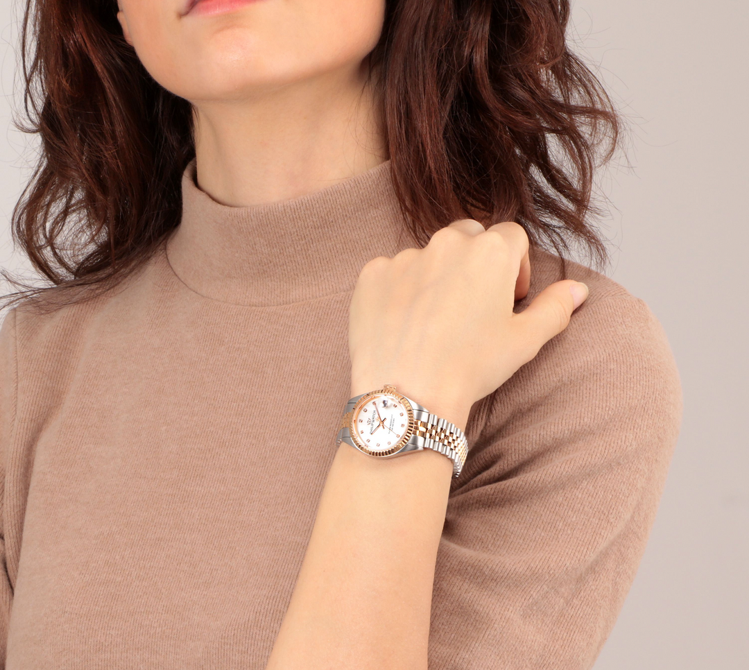 Philip Watch Caribe Urban Lady R8253597596 - Swiss Made Dameshorloge - 31 MM - Zilver/Rosé Goud