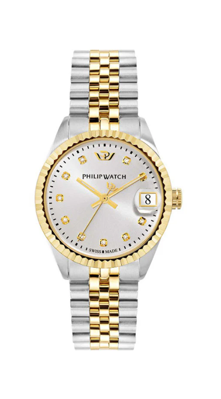 Philip Watch Caribe Urban Lady R8253597613 - Swiss Made Dameshorloge - 35 MM - Zilver/Goud
