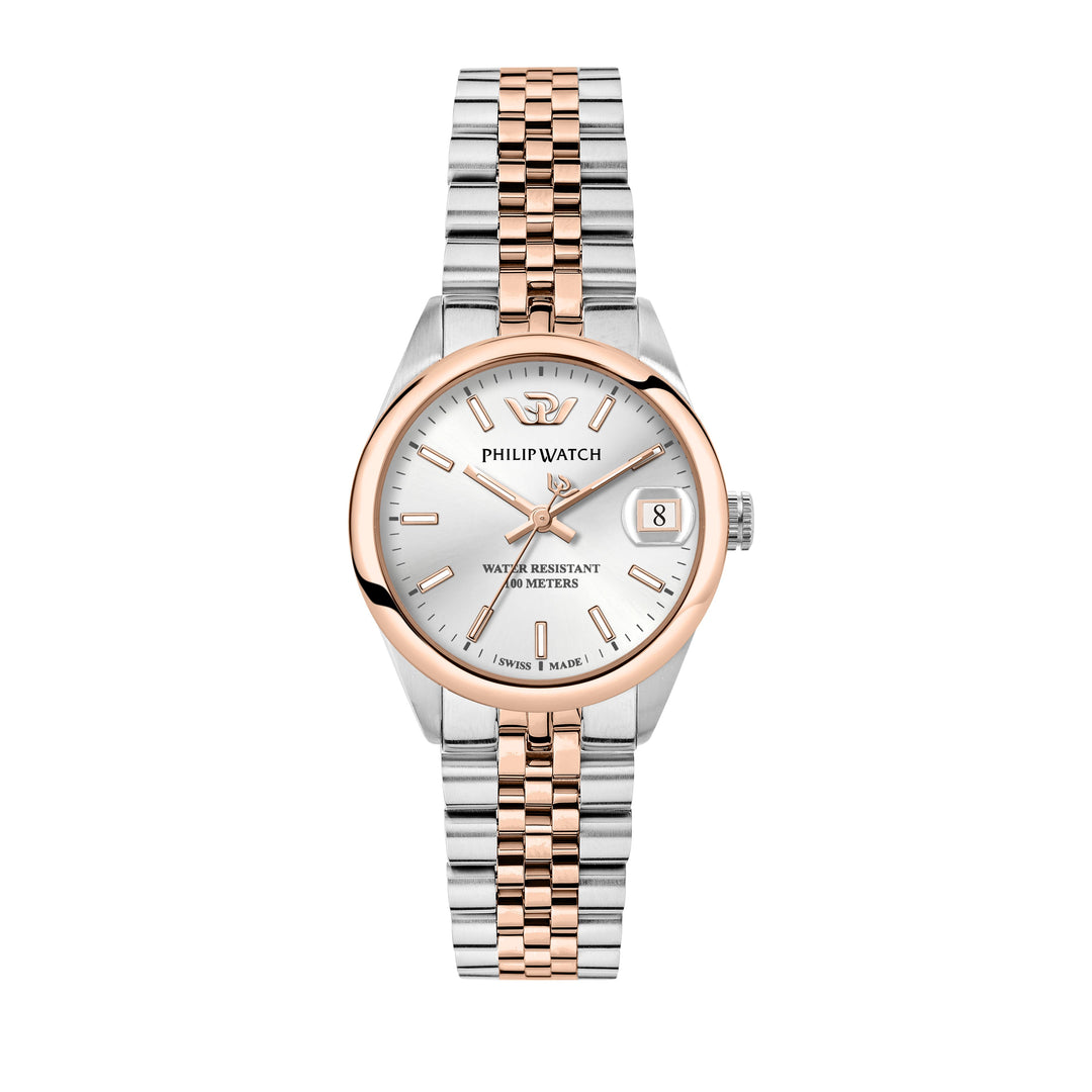 Philip Watch Caribe Urban Lady R8253597620 - Swiss Made Dameshorloge - 39 MM - Zilver/Rosé Goud