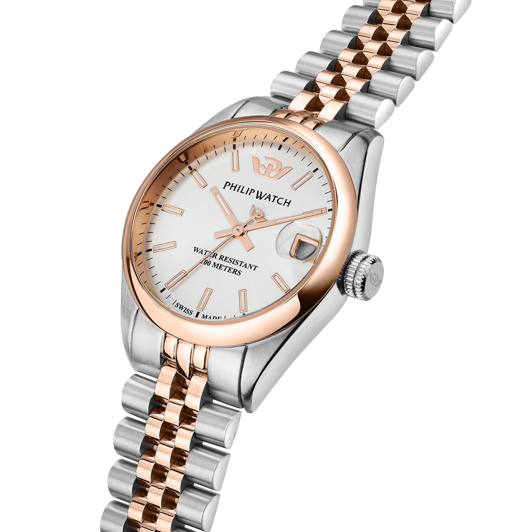 Philip Watch Caribe Urban Lady R8253597620 - Swiss Made Dameshorloge - 39 MM - Zilver/Rosé Goud