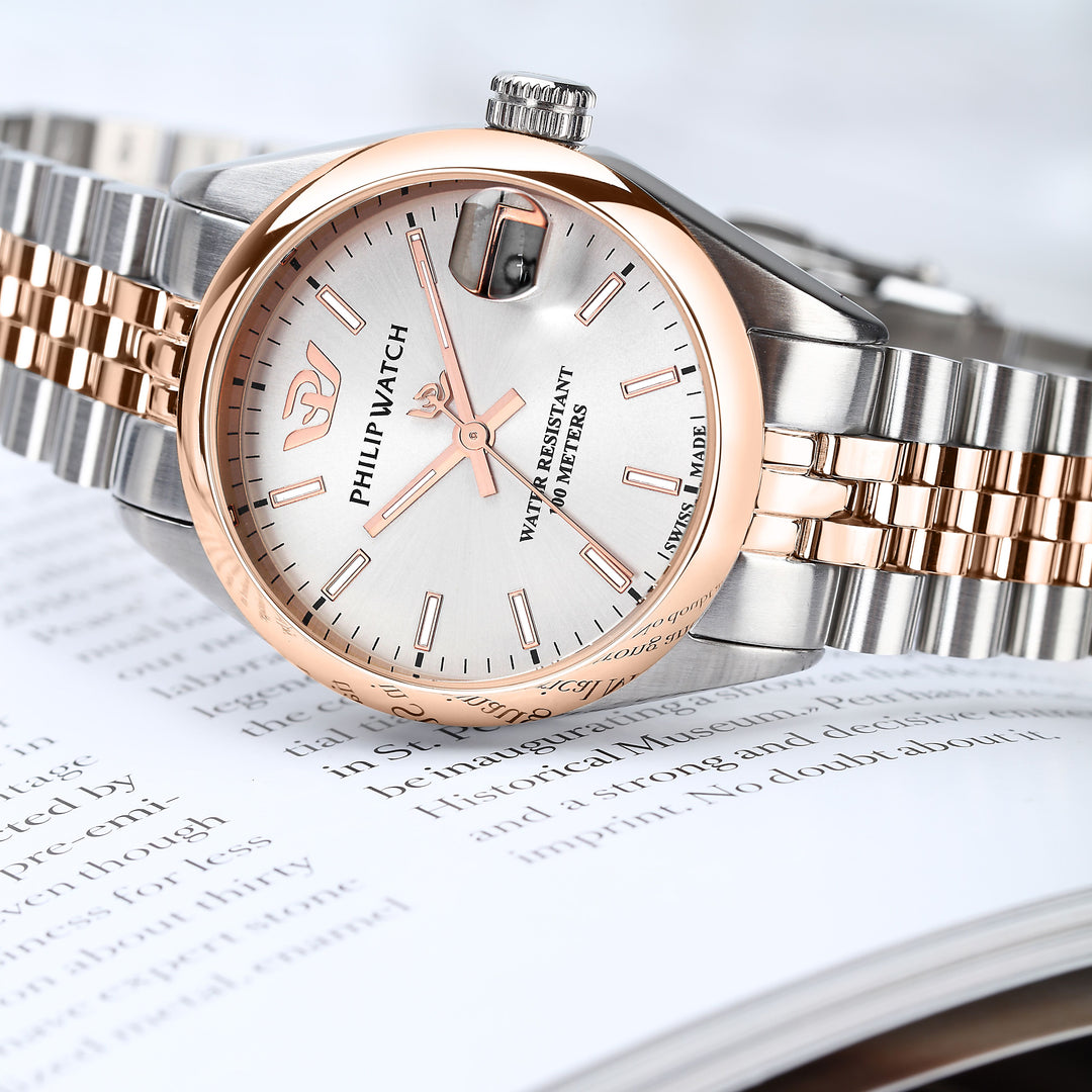 Philip Watch Caribe Urban Lady R8253597620 - Swiss Made Dameshorloge - 39 MM - Zilver/Rosé Goud