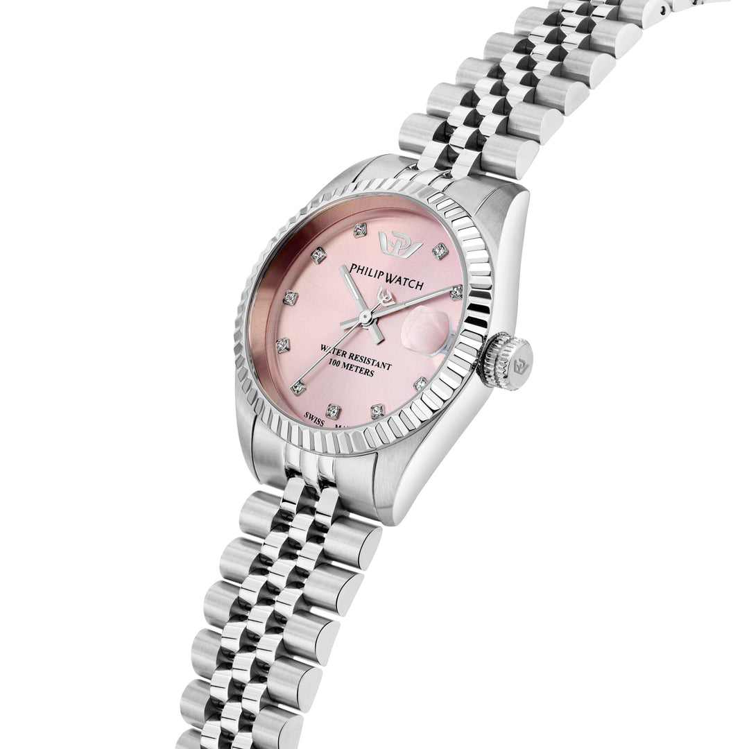 Philip Watch Caribe Urban Lady R8253597639 - Swiss Made Dameshorloge - 31 MM - Zilver/Roze