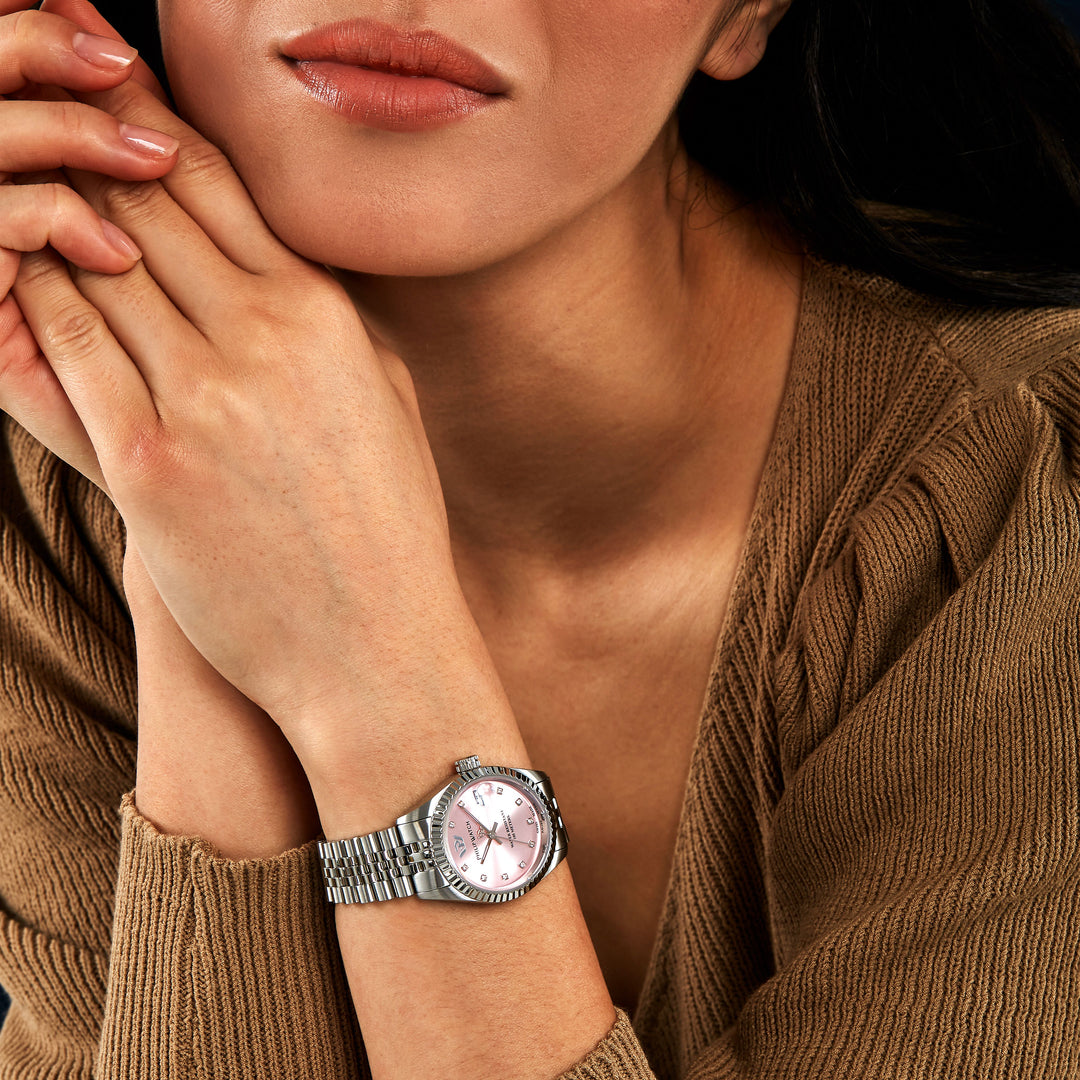 Philip Watch Caribe Urban Lady R8253597639 - Swiss Made Dameshorloge - 31 MM - Zilver/Roze
